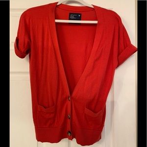 American Eagle short sleeve red cardigan
